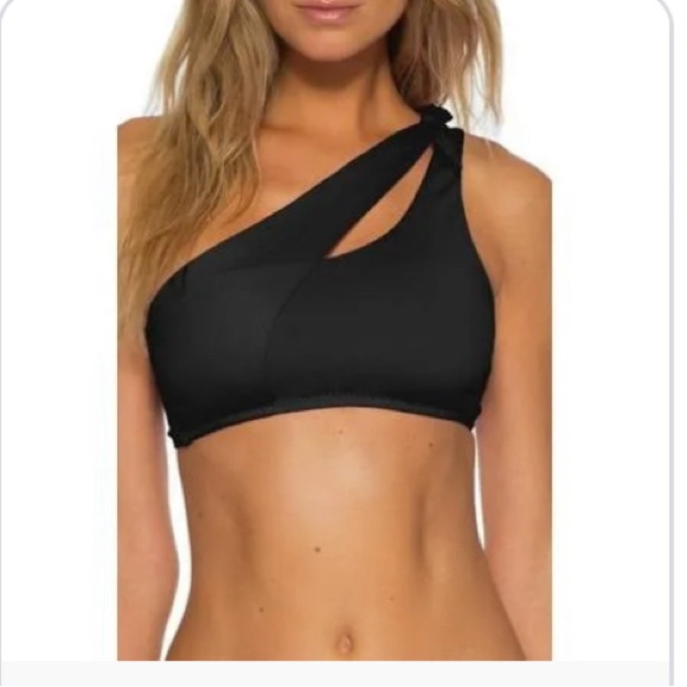 Becca one shoulder black bikini medium top only